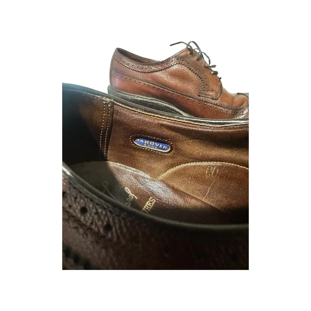 Hanover LB Sheppard Longwing Oxford 7 D/B Brown VTG Mens Wingtip Brogue Pebbled